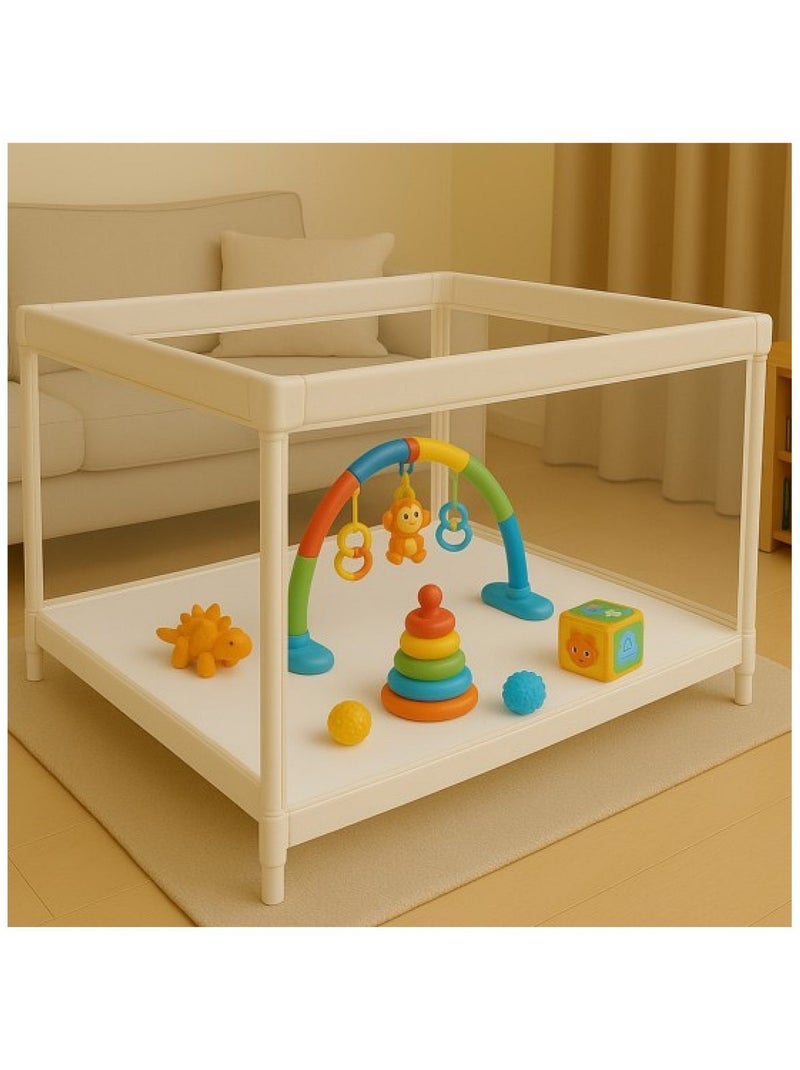 Matelas de fond de parc 95 x 95 x 3 cm - coton enduit imperméable, espace de jeu Blanc - Kiabi