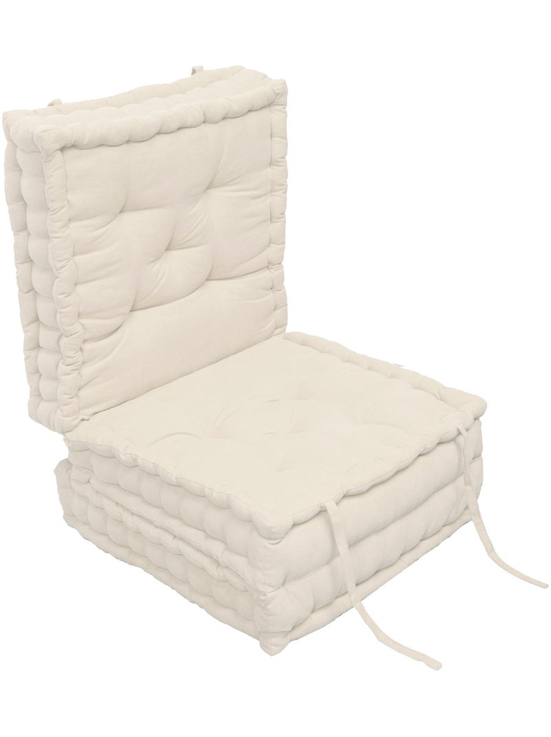 Matelas de sol modulable coton recyclé 3P 45x45x10/3 Ecru - Kiabi