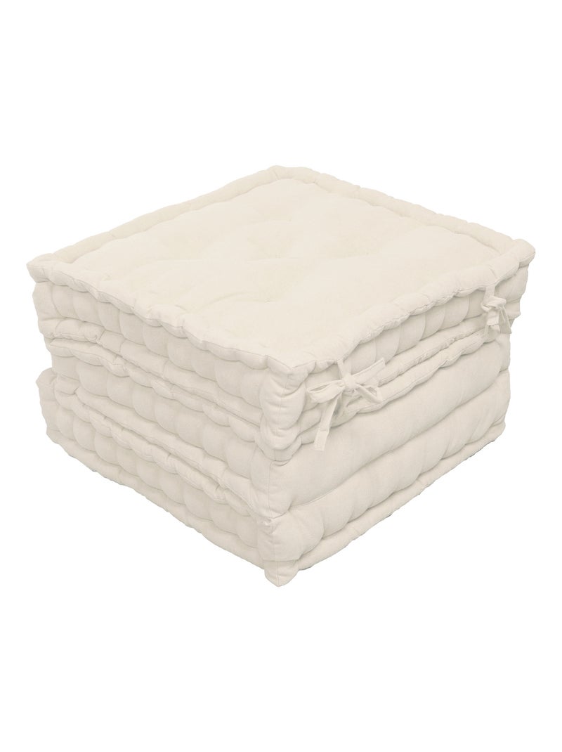Matelas de sol modulable coton recyclé 3P 45x45x10/3 Ecru - Kiabi
