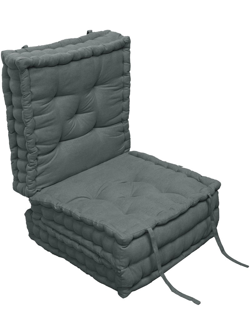 Matelas de sol modulable coton recyclé 3P 45x45x10/3 Gris foncé - Kiabi