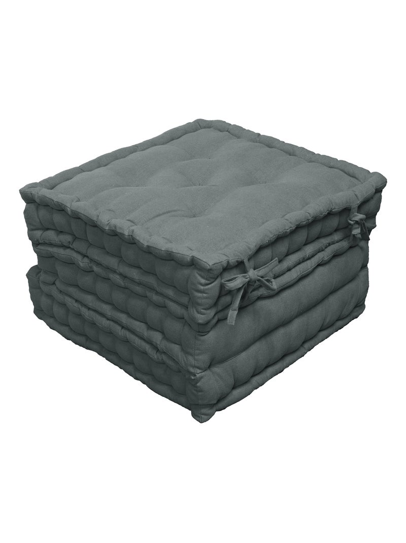Matelas de sol modulable coton recyclé 3P 45x45x10/3 Gris foncé - Kiabi