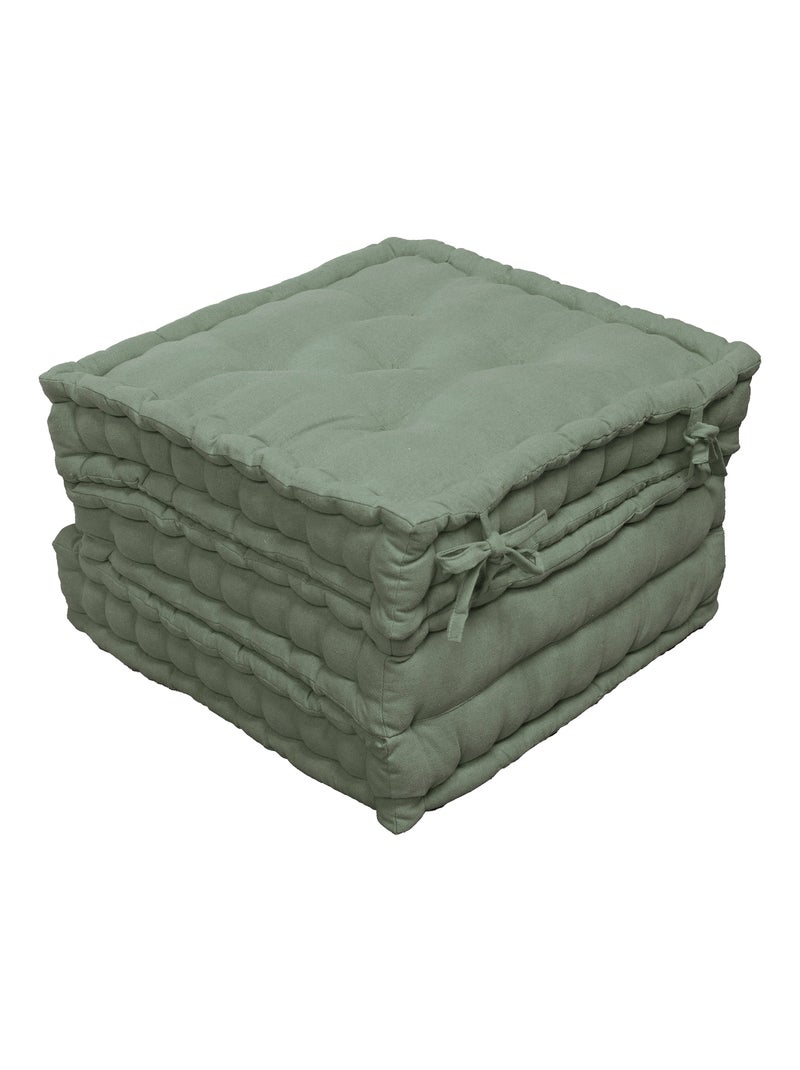 Matelas de sol modulable coton recyclé 3P 45x45x10/3 Kaki - Kiabi