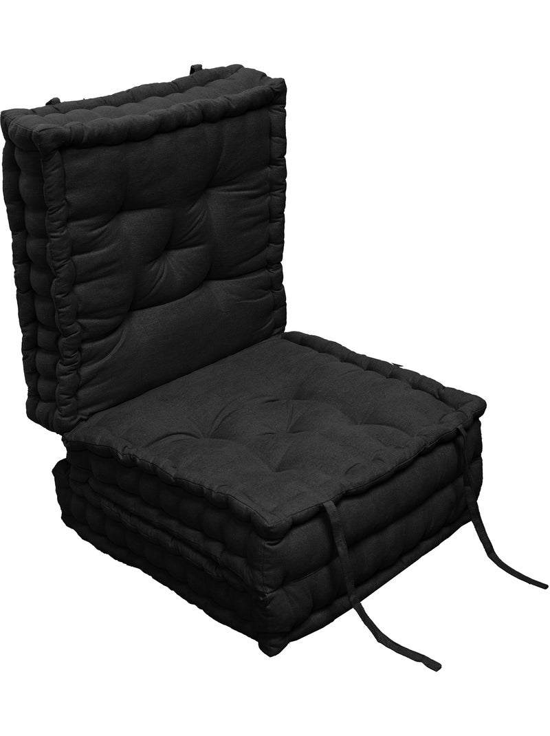 Matelas de sol modulable coton recyclé 3P 45x45x10/3 Noir - Kiabi