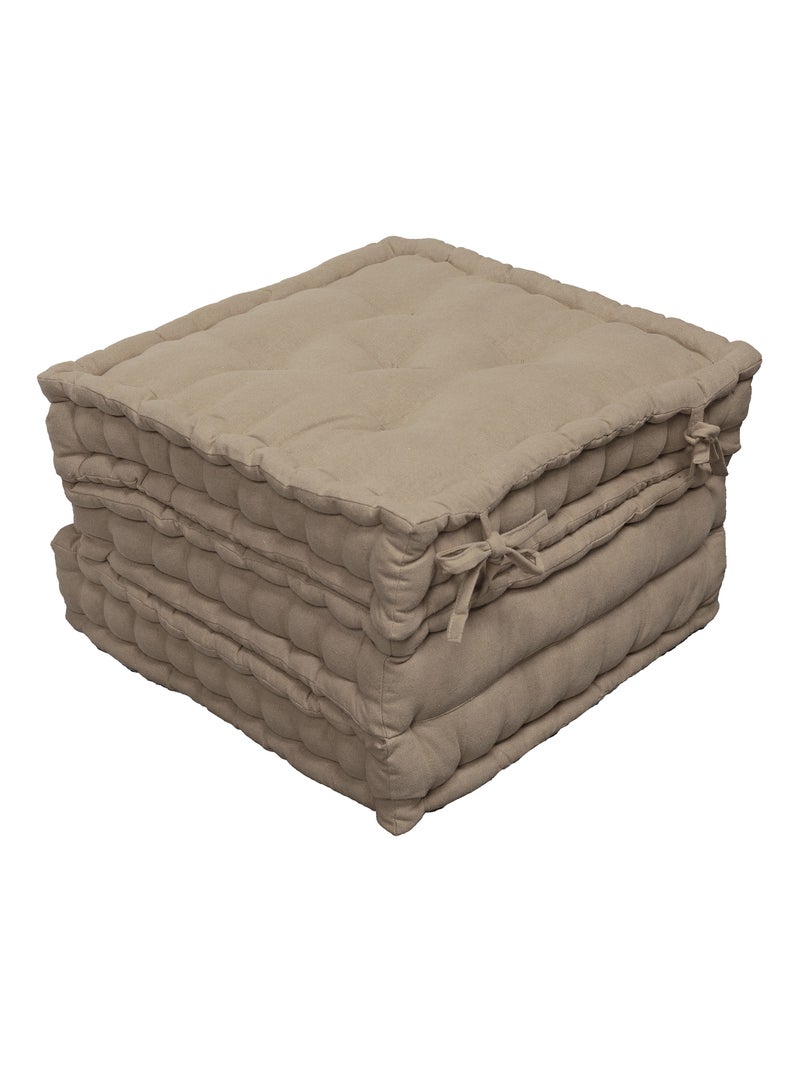 Matelas de sol modulable coton recyclé 3P 45x45x10/3 Taupe - Kiabi