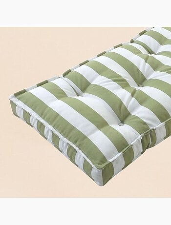 Matelas de sol outdoor déperlant rayé vert, blanc 115x75cm