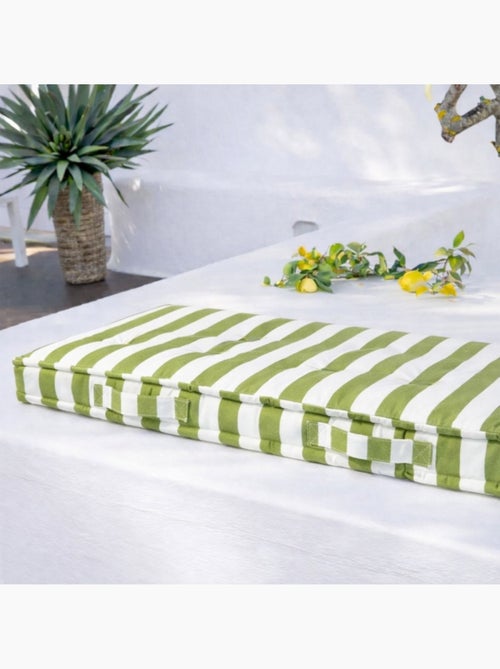Matelas de sol outdoor déperlant rayé vert, blanc 115x75cm - Kiabi