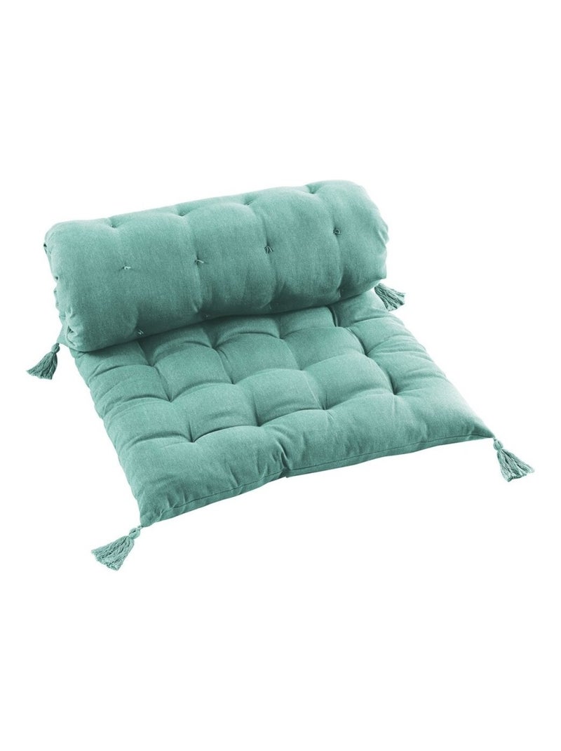 Matelas de sol + pompons 60x120 cm coton uni Pacifique menthe Vert - Kiabi