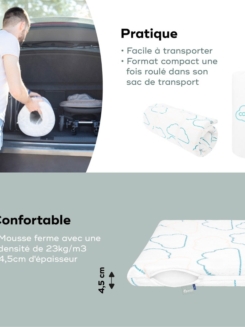Matelas de voyage Cosy'Lite 60x120cm - OekoTex - Eco-conçu 'Babymoov' Blanc - Kiabi