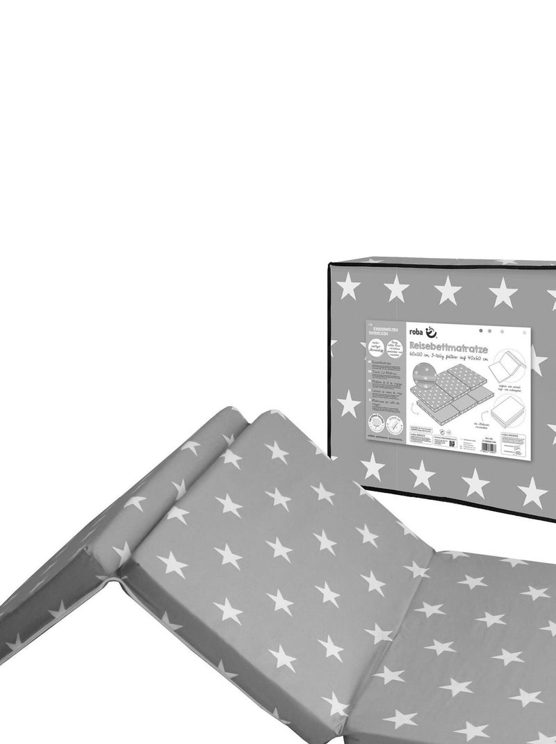 Matelas de voyage pliable imprimé + Sac de transport 'Little Stars' ROBA Gris Blanc - Kiabi