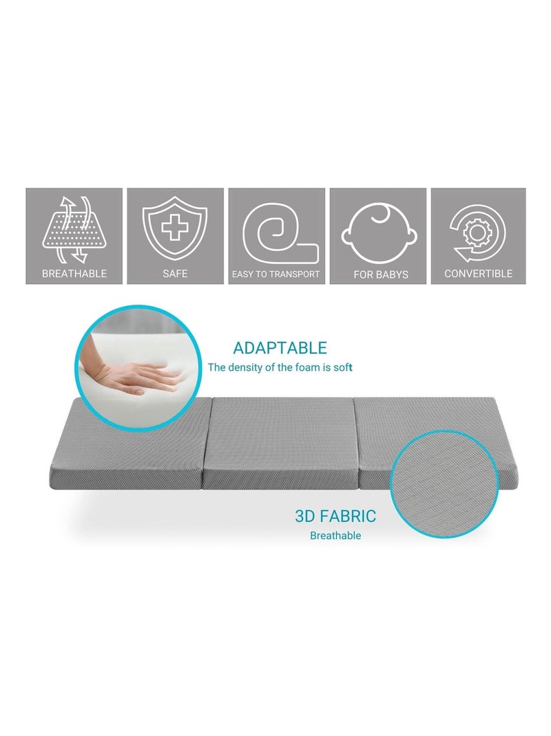 Matelas Pliable Voyage 3 Tailles Kids Collective - Gris 7 Cm Épaisseur Lit Bébé Ou Invité