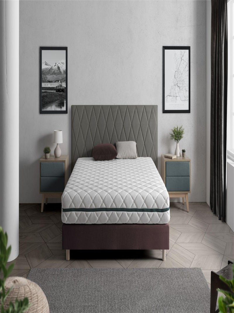 Matelas Déhoussable  EROS, Epaisseur 22 CM, Mousse Adaptative, Ergonomique.Soutien Equilibré Blanc - Kiabi