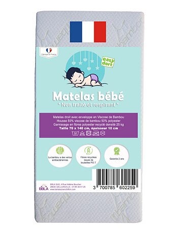 Matelas en Bambou 70x140 cm pour lit bébé