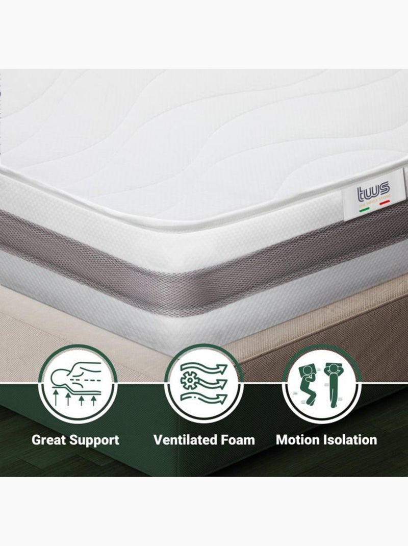 Matelas en mousse - the white stone - 120 x 190 cm - orthopédique - antibactérien - hypoallergénique Blanc - Kiabi