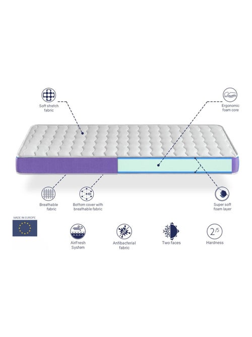 Matelas en  mousse respirante  ONIX, Epaisseur 14 CM , Ergonomique et adaptable - Kiabi