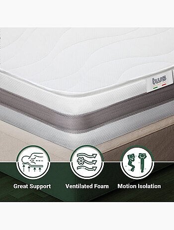 Matelas en mousse the white stone - h.16 cm - hypoallergénique - ferme - antibactérien