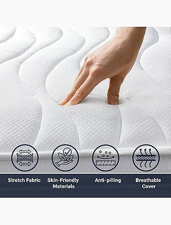 Matelas en mousse the white stone - h.20 cm - hypoallergénique - ferme - antibactérien