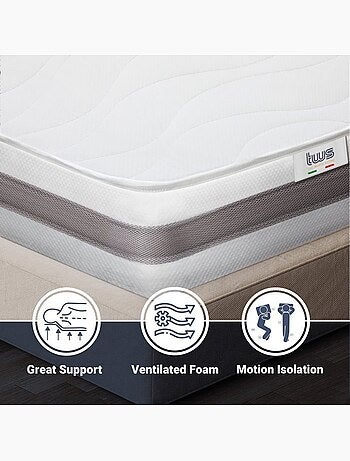Matelas en mousse the white stone - h.20 cm - hypoallergénique - ferme - antibactérien