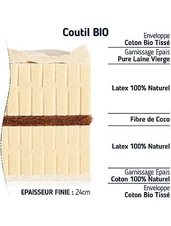 Matelas enfant 100 % latex naturel BIO - 24 cm