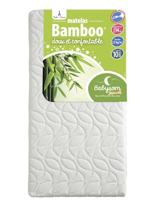 Matelas Enfant/Bébé Bamboo - 70x140x14 cm | Ultra Doux | Sans Traitement Chimique | Déhoussable - Kiabi