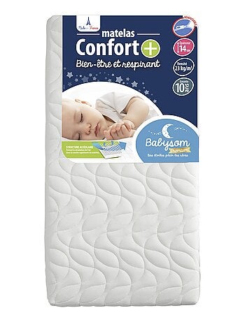 Matelas Enfant/Bébé Confort+ 70x140x14 cm | Circulation Parfaite de l'air | Confort | Déhoussable
