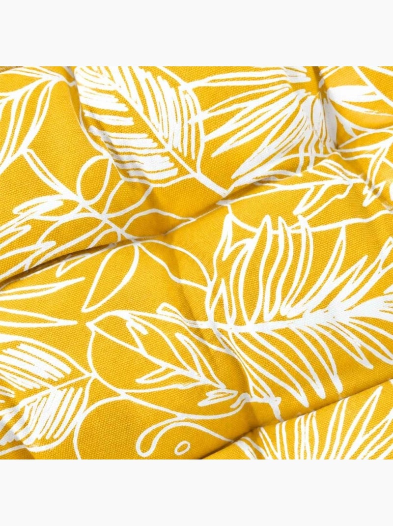 Matelas extérieur en tissu motif feuillage 120x60cm Jaune - Kiabi