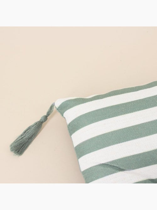 Matelas extérieur en tissu rayé vert / blanc 60x120cm - Kiabi