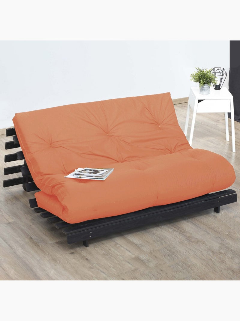 Matelas futon coton et fibres recyclés, fabriqué en France Couleur - Goyave Orange clair - Kiabi
