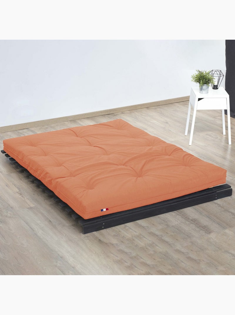 Matelas futon coton et fibres recyclés, fabriqué en France Couleur - Goyave Orange clair - Kiabi