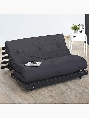 Matelas futon coton et fibres recyclés, fabriqué en France Couleur - Gris Anthracite