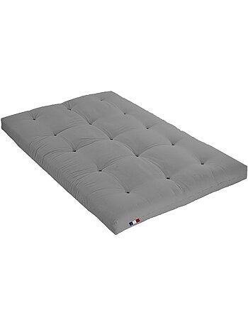 Matelas futon coton et fibres recyclés, fabriqué en France Couleur - Gris Clair