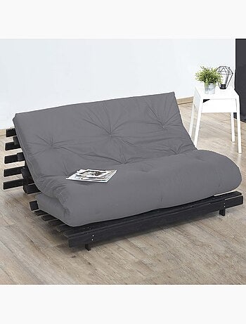 Matelas futon coton et fibres recyclés, fabriqué en France Couleur - Gris Clair