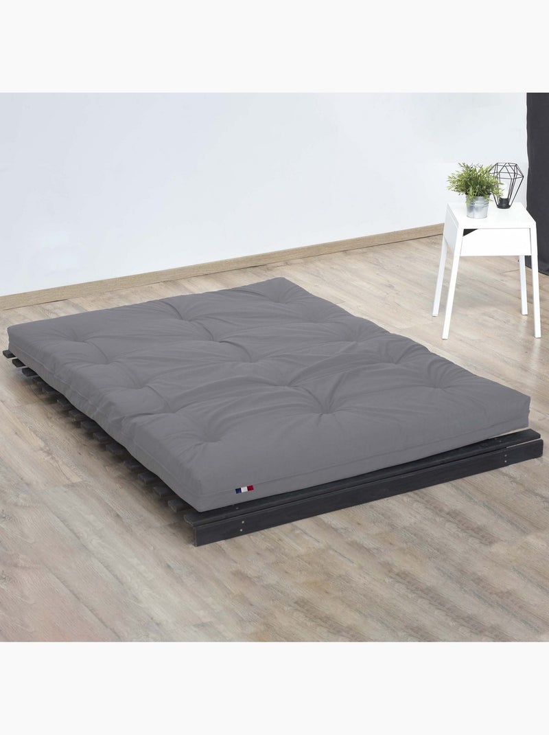 Matelas futon coton et fibres recyclés, fabriqué en France Couleur - Gris Clair Blanc Gris - Kiabi