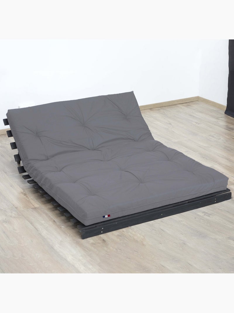 Matelas futon coton et fibres recyclés, fabriqué en France Couleur - Gris Clair Blanc Gris - Kiabi