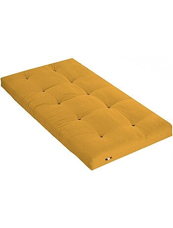 Matelas futon coton et fibres recyclés, fabriqué en France Couleur - Ocre
