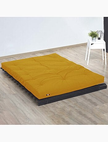 Matelas futon coton et fibres recyclés, fabriqué en France Couleur - Ocre