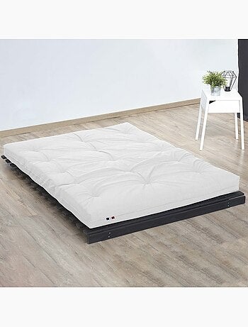 Matelas futon écru en coton et fibres recyclées, fabrication Française Couleur - Écru