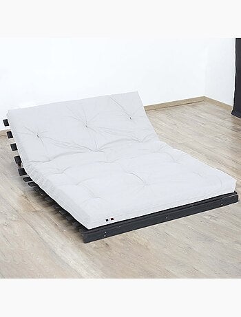 Matelas futon écru en coton et fibres recyclées, fabrication Française Couleur - Écru
