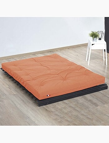 Matelas futon latex et fibres, fabrication française Couleur - Goyave