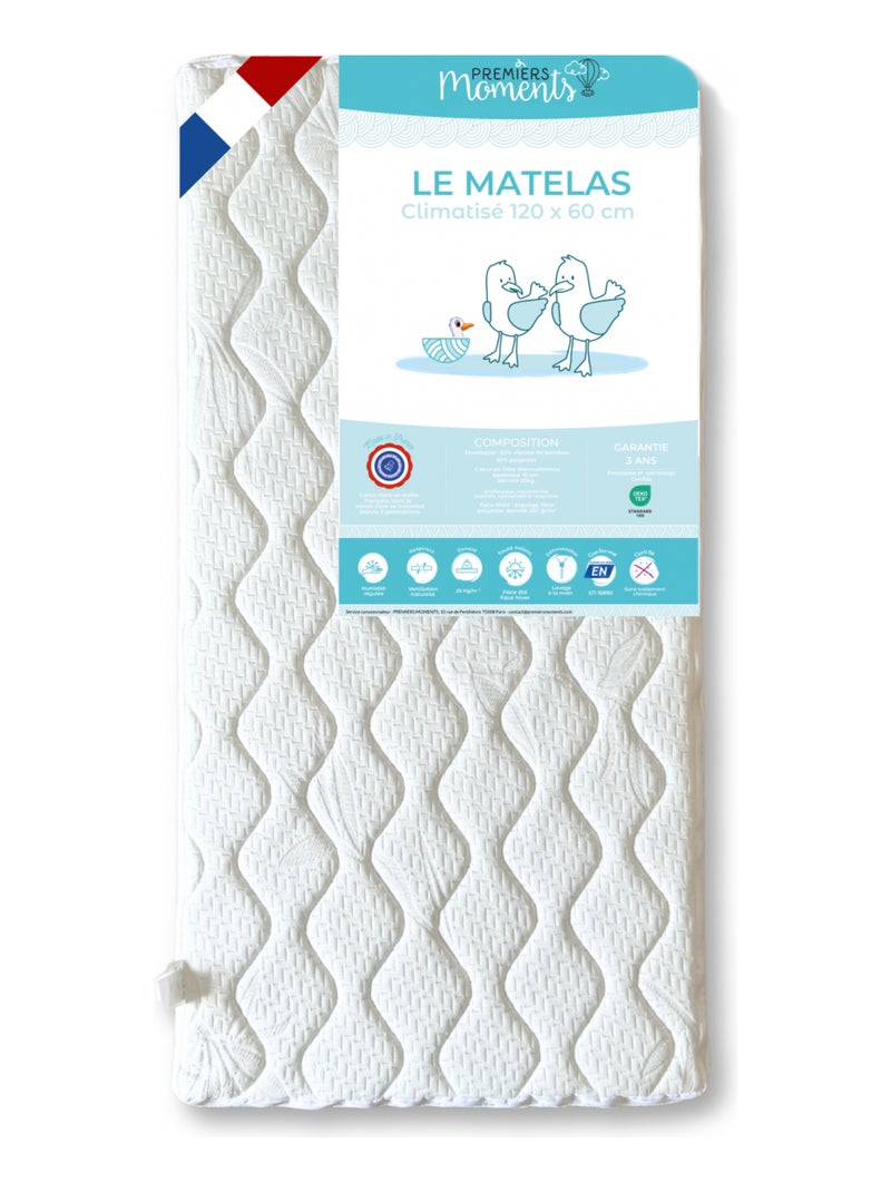 Matelas lit bébé 60x120 cm - Climatisé Blanc - Kiabi
