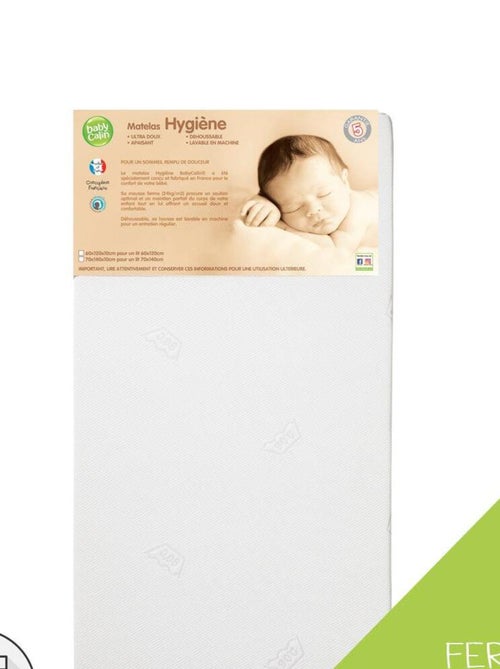 Matelas lit bébé Hygiène déhoussable 60x120 cm - Kiabi