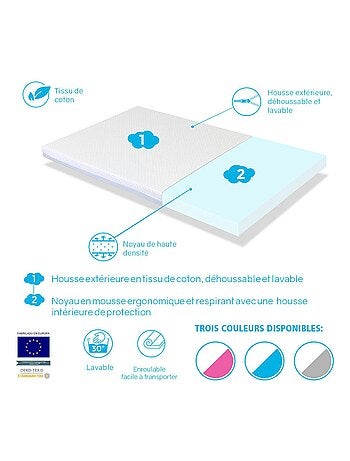 Matelas lit parapluie ROSE - lit de Voyage Déhoussable, lavable et facile à transporter