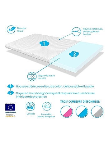 Matelas lit parapluie ROSE - lit de Voyage Déhoussable, lavable et facile à transporter