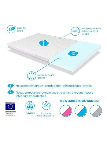 Matelas lit parapluie ROSE - lit de Voyage Déhoussable, lavable et facile à transporter