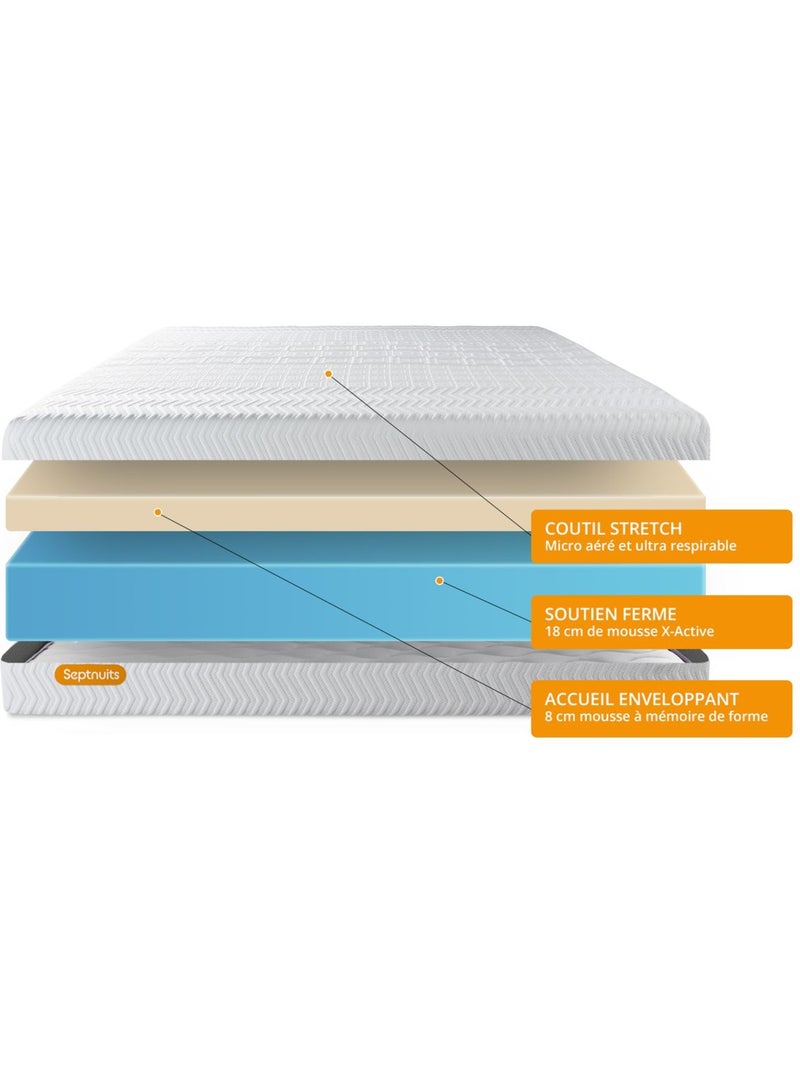 Matelas Mémoire de forme Memo bio Blanc - Kiabi