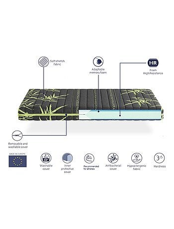 Matelas mémoire de forme ‘SPORT’ épaisseur 24 cm déhoussable