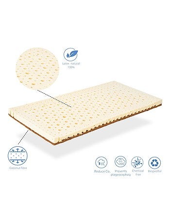 Matelas Mini Berceau Epaisseur 7 cm .Latex et Coco Naturel. Tissu organic 100%
