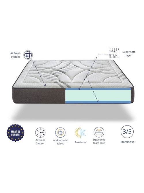 Matelas Mousse 105X200 AIRSYSTEM DREAM, Epaisseur 30 CM, Mousse HR, Fermeté moyenne - Kiabi Matelas Mousse 105X200 AIRSYSTEM DREAM, Epaisseur 30 CM, Mousse HR, Fermeté moyenne - Kiabi