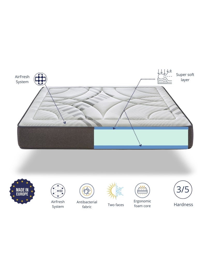 Matelas Mousse 105X200 AIRSYSTEM DREAM, Epaisseur 30 CM, Mousse HR, Fermeté moyenne N/A - Kiabi