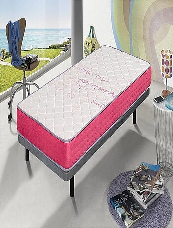 Matelas mousse à memoire de forme ‘AROA VISCO’ épaisseur 18 cm rose