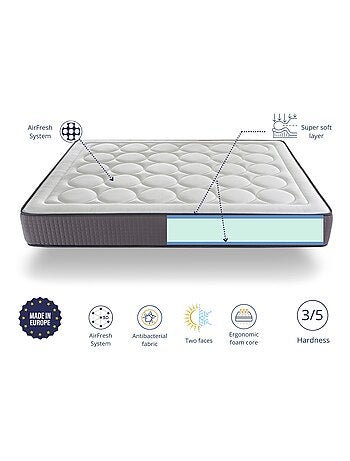 Matelas mousse CAELUM, Epaisseur 24 CM, Mousse haute densité,Fermeté moyenne